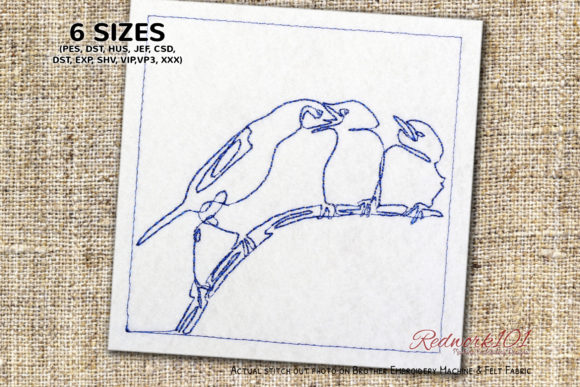 Bird Feeding Her Babies Redwork Review