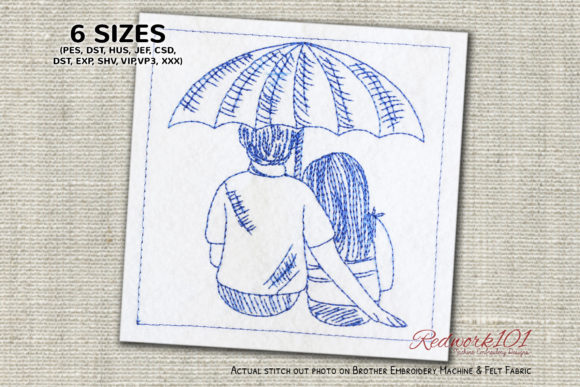 Couple Dating Under Umbrella Redwork Review