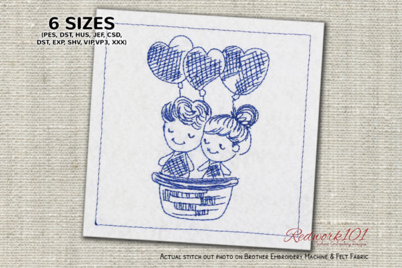 Couple in Hot Air Balloon Redwork Review