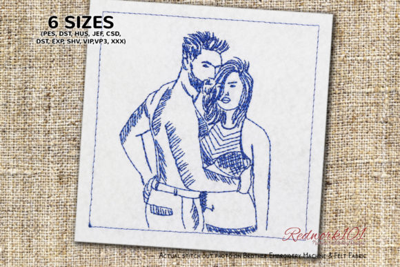 Couple Posing Redwork Design Review