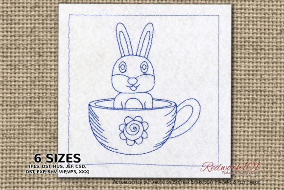 Easter Bunny in Coffee Cup Redwork: A Designer’s Review