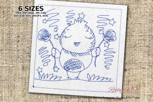 Review: Baby Chick with Flowers Redwork Design